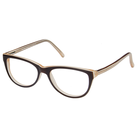 Buy Brown Cream Temple White Line Full Rim Cat Eye Small Size-48