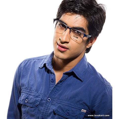 Lenskart Sky Blue Half Rim Rectangle left side