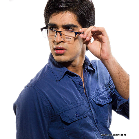 Lenskart Sky Blue Half Rim Rectangle left side