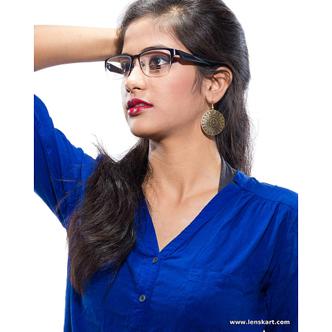 Lenskart Sky Blue Half Rim Rectangle left side