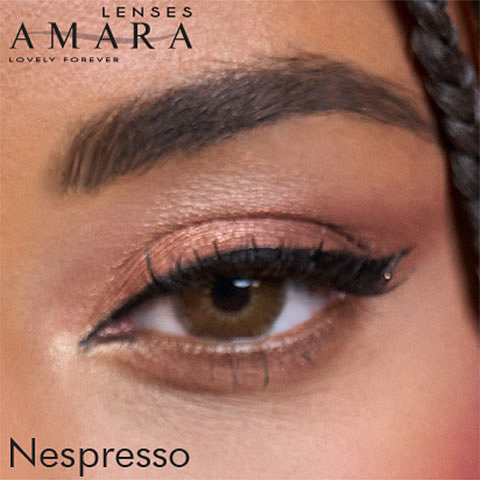 Amara Amara Monthly Espresso Plano and Power 2 LP Conatct Lens left side