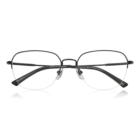 OWNDAYS | ESSENTIAL Black Half Rim Teardrop right side