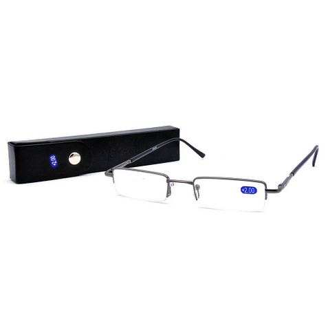 BRANDED Vegas Reading Glasses GunMetal Half Rim  ONLY FOR PLUS POWER right side