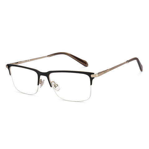 Buy Black Antique Gold Half Rim Rectangle Fossil PREMIUM FOS 7186