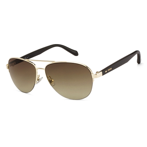 Fossil Gold Half Rim Aviator left side