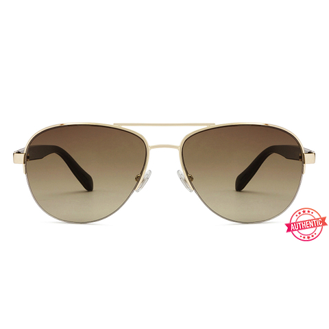 Fossil Gold Half Rim Aviator left side