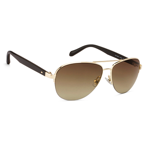 Fossil Gold Half Rim Aviator left side