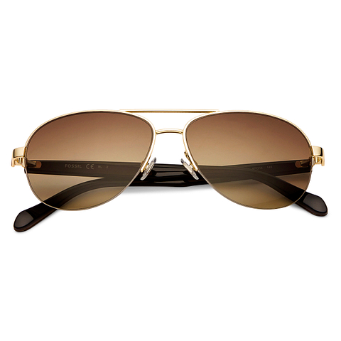 Fossil Gold Half Rim Aviator right side