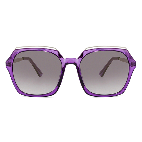 French Connection Purple Transparent Full Rim Square left side