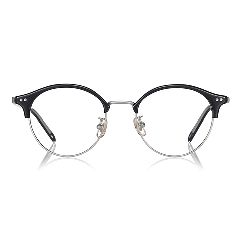 Graph Belle Black Half Rim Browline left side