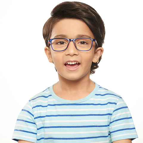 Hooper Screen Glasses Blue-Block Kids Computer Glasses: Dark Blue Transparent Navy Blue Full Rim Square Kids 5-8 yrs Hooper Digi Hooper-C3 left side