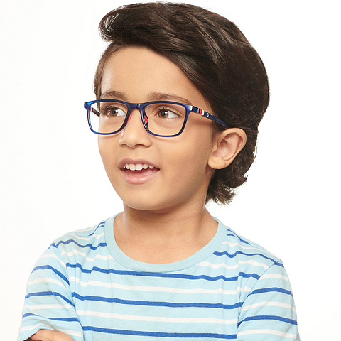 Hooper Screen Glasses Blue-Block Kids Computer Glasses: Dark Blue Transparent Navy Blue Full Rim Square Kids 5-8 yrs Hooper Digi Hooper-C3 right side