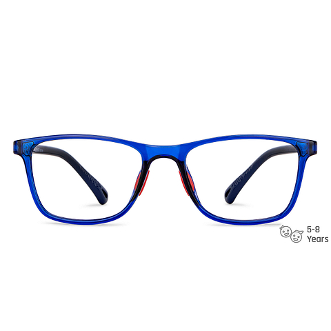 Hooper Screen Glasses Blue-Block Kids Computer Glasses: Dark Blue Transparent Navy Blue Full Rim Square Kids 5-8 yrs Hooper Digi Hooper-C3 left side