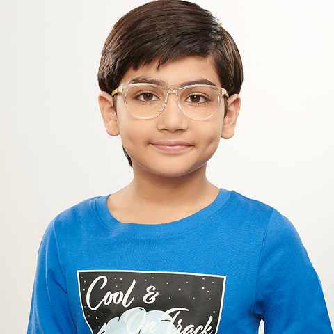 Hooper Screen Glasses Blue Block Phone  Computer Glasses: Transparent Yellow Full Rim Round Kids 5-8 yrs Hooper HP D10015L-C2 right side