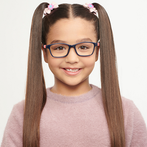 Hooper Screen Glasses Blue Block Phone  Computer Glasses: Blue Red Blue Full Rim Rectangle Kids 5-8 yrs Computer Glasses HP D10038M-C1 left side