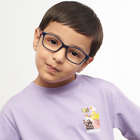 Hooper Screen Glasses Blue Block Phone  Computer Glasses: Blue Red Blue Full Rim Rectangle Kids 5-8 yrs Computer Glasses HP D10038M-C1 right side