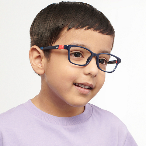 Hooper Screen Glasses Blue Block Phone  Computer Glasses: Blue Red Blue Full Rim Rectangle Kids 5-8 yrs Computer Glasses HP D10038M-C1 left side