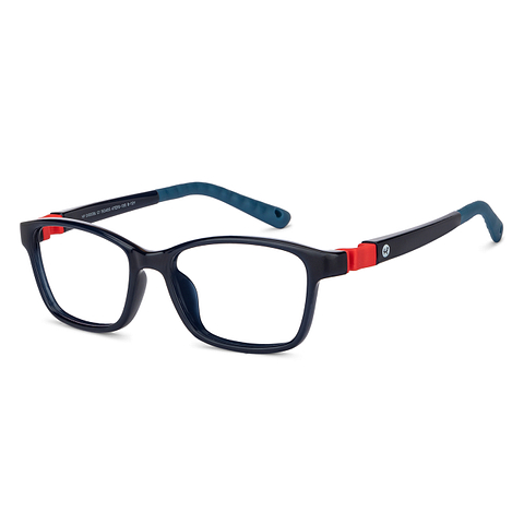Hooper Screen Glasses Blue Block Phone  Computer Glasses: Blue Red Blue Full Rim Rectangle Kids 8-12 yrs Computer Glasses HP D10038L-C1 left side