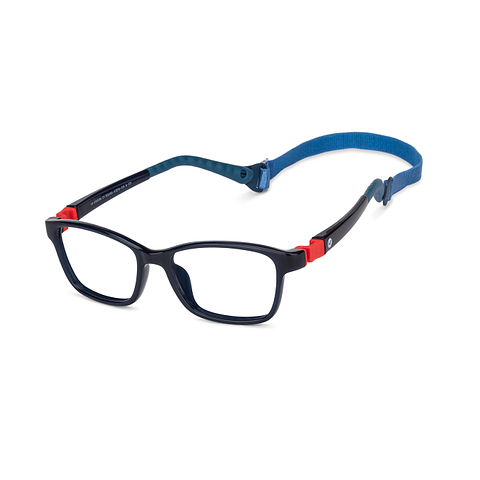 Hooper Screen Glasses Blue Block Phone  Computer Glasses: Blue Red Blue Full Rim Rectangle Kids 8-12 yrs Computer Glasses HP D10038L-C1 left side