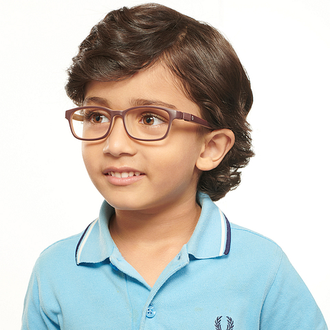 Hooper Screen Glasses Blue Block Phone  Computer Glasses: Brown Full Rim Rectangle Kids 5-8 yrs Hooper HP D10039M-C2 left side