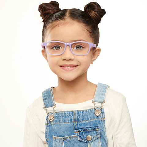 Hooper Screen Glasses Blue Block Phone  Computer Glasses: Purple Full Rim Rectangle Kids 5-8 yrs Hooper HP D10039M-C3 left side