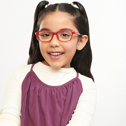 Hooper Screen Glasses Blue Block Phone  Computer Glasses: Red Full Rim Rectangle Kids 5-8 yrs Hooper HP D10038M-C3 left side