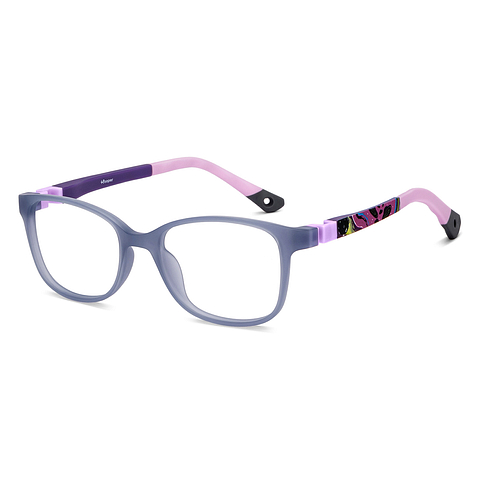 Kids Glasses: Purple Transparent Multicolour Full Rim Rectangle