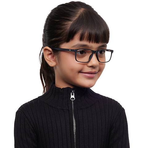Hooper Screen Glasses Kids Glasses: Black Black Full Rim Rectangle Kids 5-8 yrs Hooper LK D16259 C1 right side