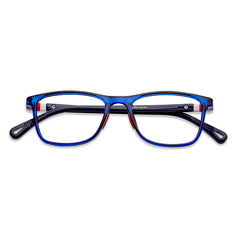 Hooper Screen Glasses Blue-Block Kids Computer Glasses: Dark Blue Transparent Navy Blue Full Rim Square Kids 5-8 yrs Hooper Digi Hooper-C3 left side