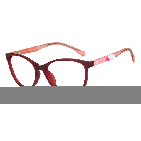Hooper Screen Glasses Kids Glasses: Maroon Pink Transparent Full Rim Cat Eye Kids 8-12 yrs Hooper Digi Hooper HP D10090L-C2 left side