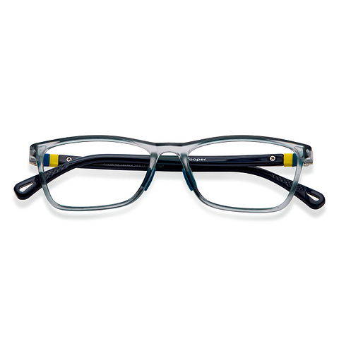 Hooper Screen Glasses Blue-Block Kids Computer Glasses: Matte Grey Transparent Blue Full Rim Rectangle Kids  8-12 yrs  Hooper TR Essentials Hooper-C3 left side