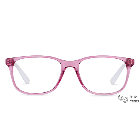 Hooper Screen Glasses Blue Block Phone  Computer Glasses: Purple Pink Transparent White Full Rim Rectangle Kids 5-8 yrs Hooper HP D10014L-C3 left side
