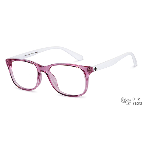 Hooper Screen Glasses Blue Block Phone  Computer Glasses: Purple Pink Transparent White Full Rim Rectangle Kids 5-8 yrs Hooper HP D10014L-C3 right side