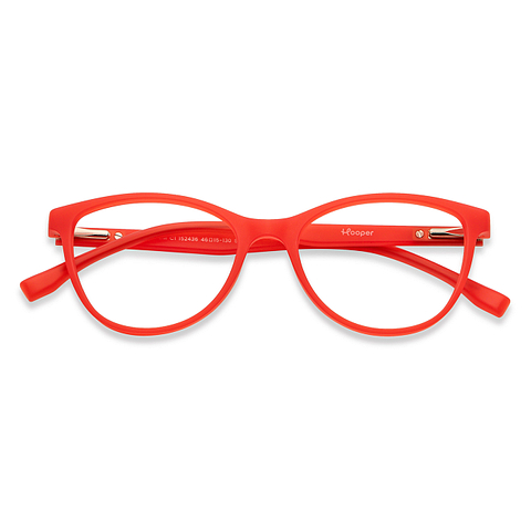 Hooper Screen Glasses Kids Glasses: Red White Pink Full Rim Cat Eye Kids 5-8 yrs Hooper Digi Hooper HP D10090M-C1 left side