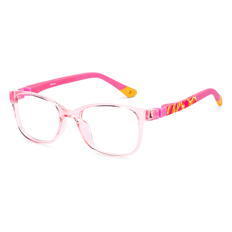 Kids Glasses: Transparent Pink Orange Pink Full Rim Cat Eye Kids