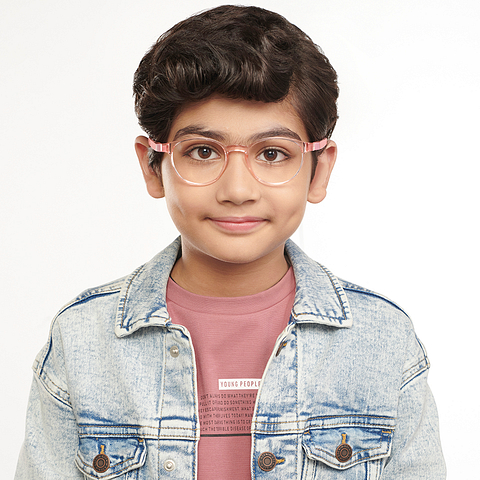 Hooper Pink Transparent Full Rim Round left side