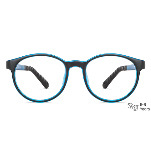 Hooper Screen Glasses Blue-Block Kids Computer Glasses: Black Blue  Full Rim Round Kids  5-8 yrs  Hooper TR Flex Hooper HP E10044M-C2 left side