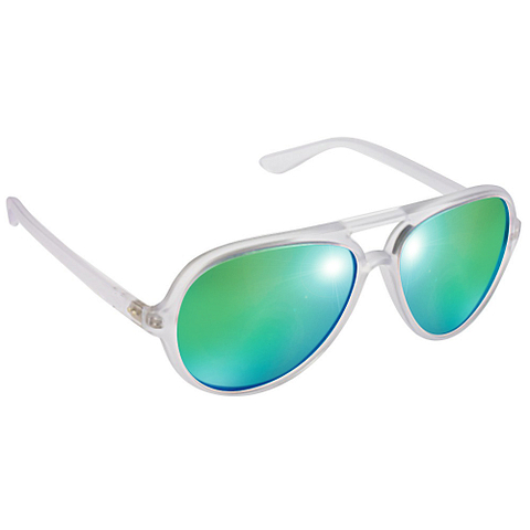 BRANDED White Full Rim Aviator left side