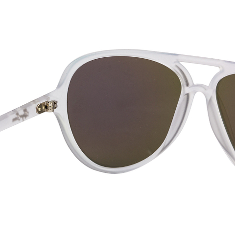 BRANDED White Full Rim Aviator left side