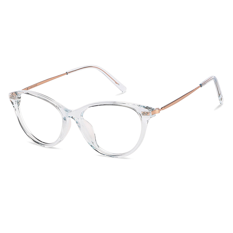 John Jacobs Online Blue Transparent Full Rim Cat Eye left side