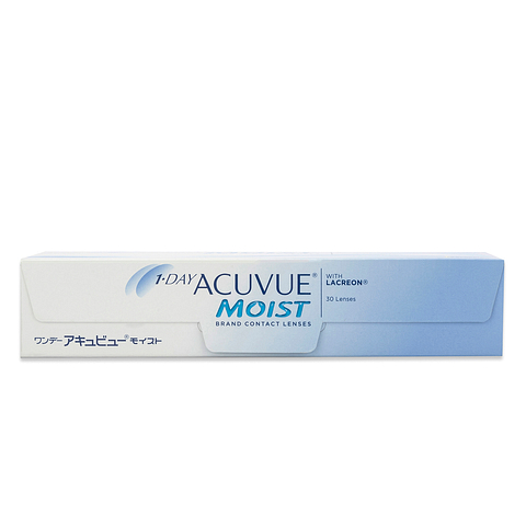 Acuvue Acuvue 1 Day MOIST Daily Disposable Contact Lenses 30 lens box left side Acuvue Acuvue 1 Day MOIST Daily Disposable Contact Lenses 30 lens box left side