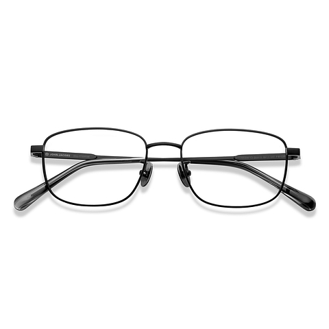 John Jacobs Black Full Rim Rectangle left side