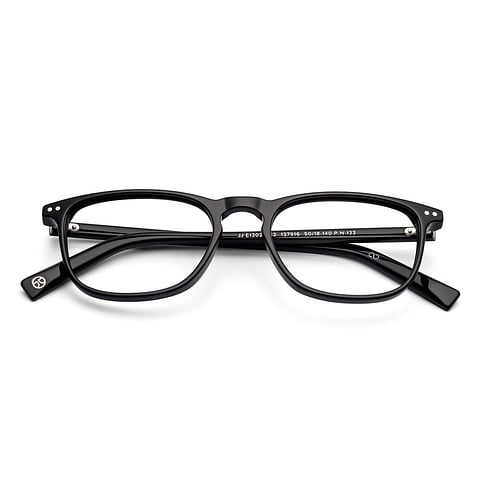 John Jacobs Black Full Rim Rectangle left side