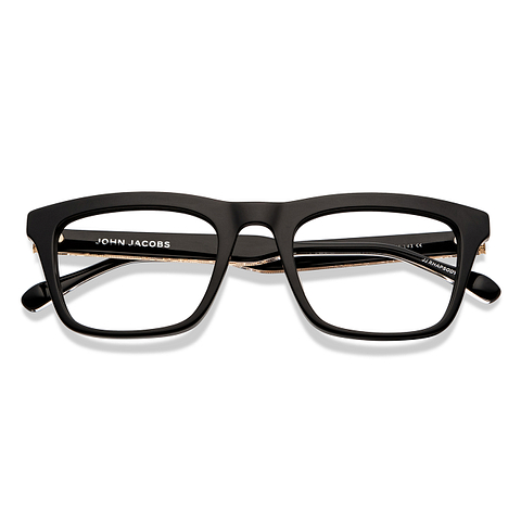 John Jacobs Black Full Rim Rectangle left side