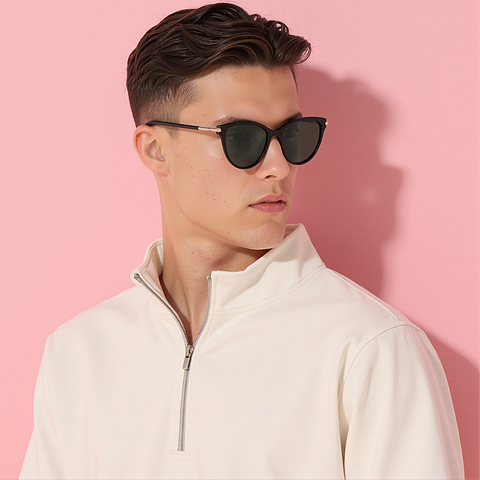 John Jacobs Black Full Rim Cat Eye left side