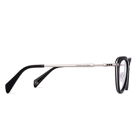 John Jacobs Dark Gunmetal Full Rim Cat Eye left side