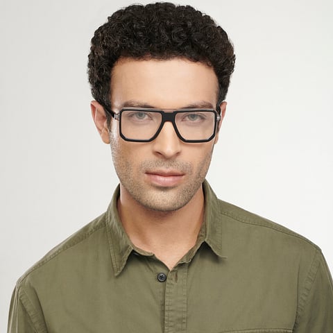 John Jacobs Black Transparent Full Rim Square left side