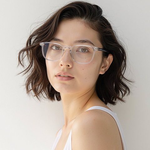 John Jacobs Crystal Transparent Full Rim Square right side