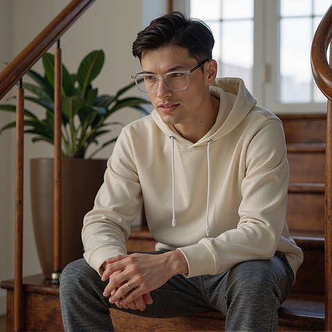 John Jacobs Crystal Transparent Full Rim Square left side