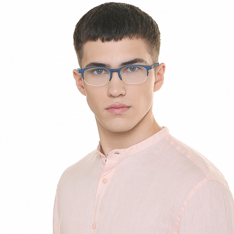 John Jacobs Online Sky Blue Half Rim Rectangle left side